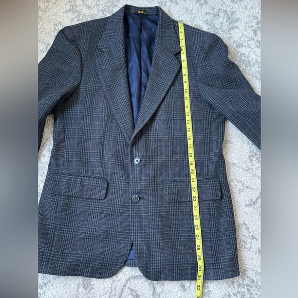 Towncraft Men's Blue Multi Colored 2 Buttoned Sports Jacket Size 40R wool blend - Picture 4 of 10
